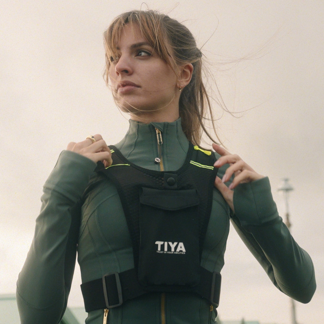 TIYA Running Phone Holder Vest - Black/Yellow