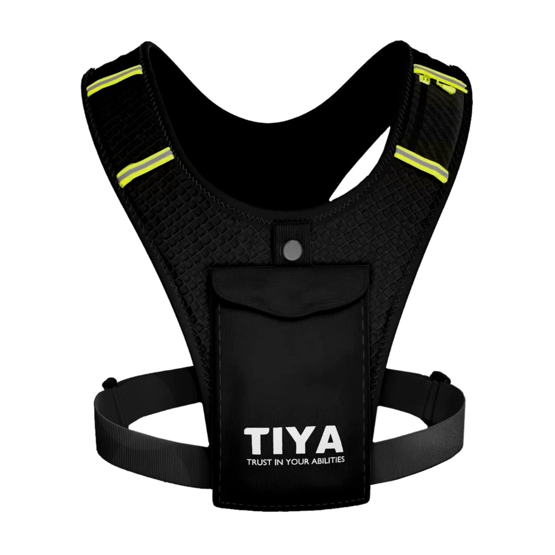 TIYA Running Phone Holder Vest - Black/Yellow