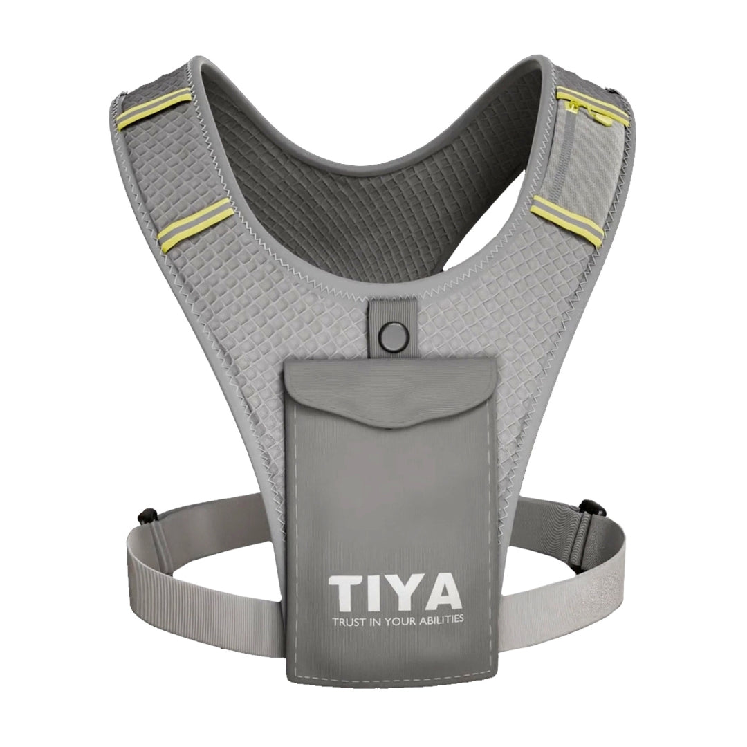 TIYA Running Phone Holder Vest - Grey/Yellow