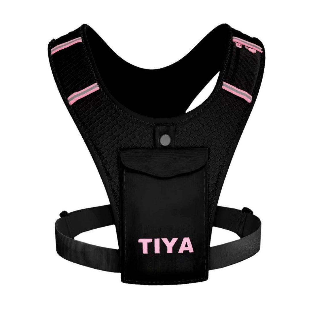 TIYA Running Phone Holder Vest - Black/Pink