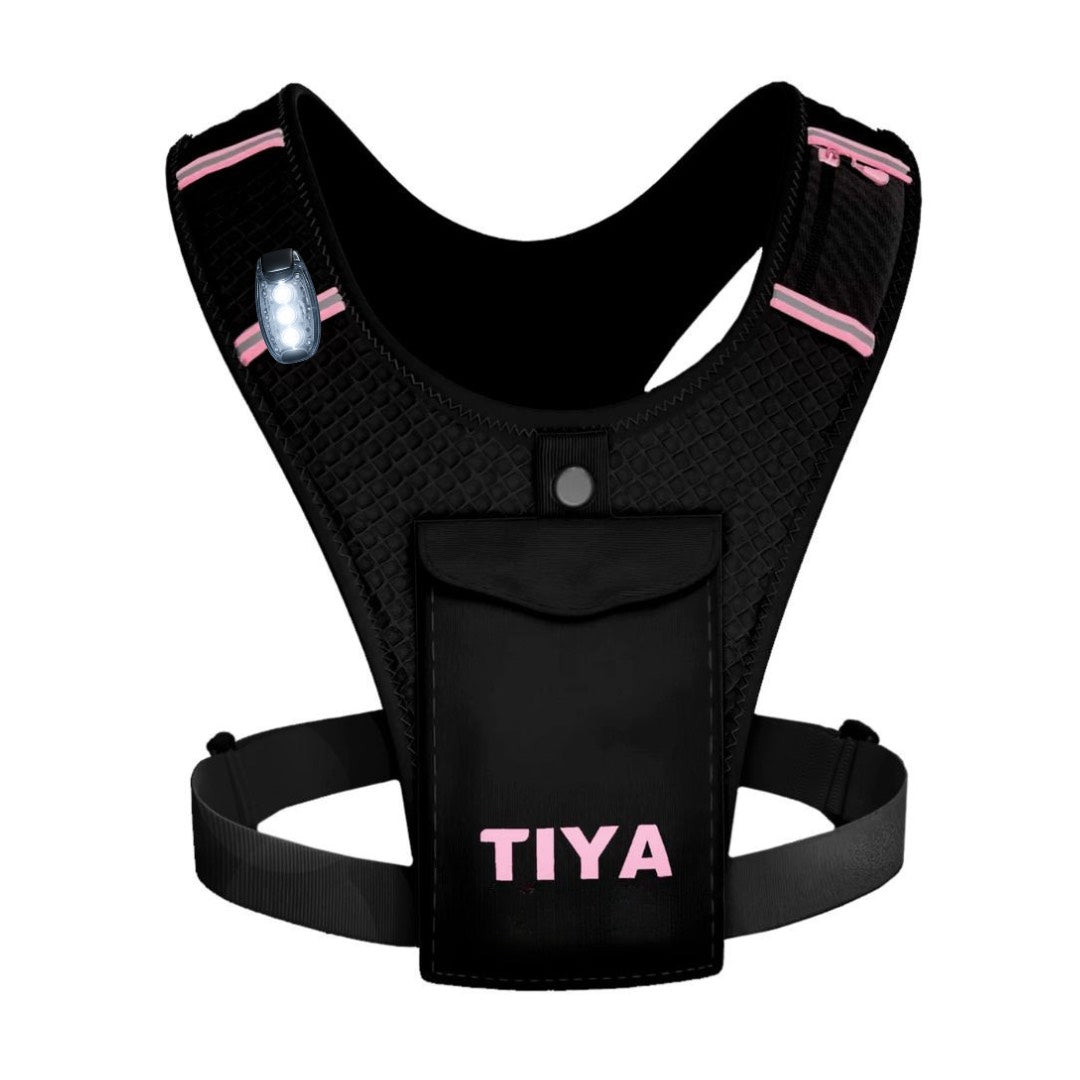 TIYA Running Phone Holder Vest - Black/Pink