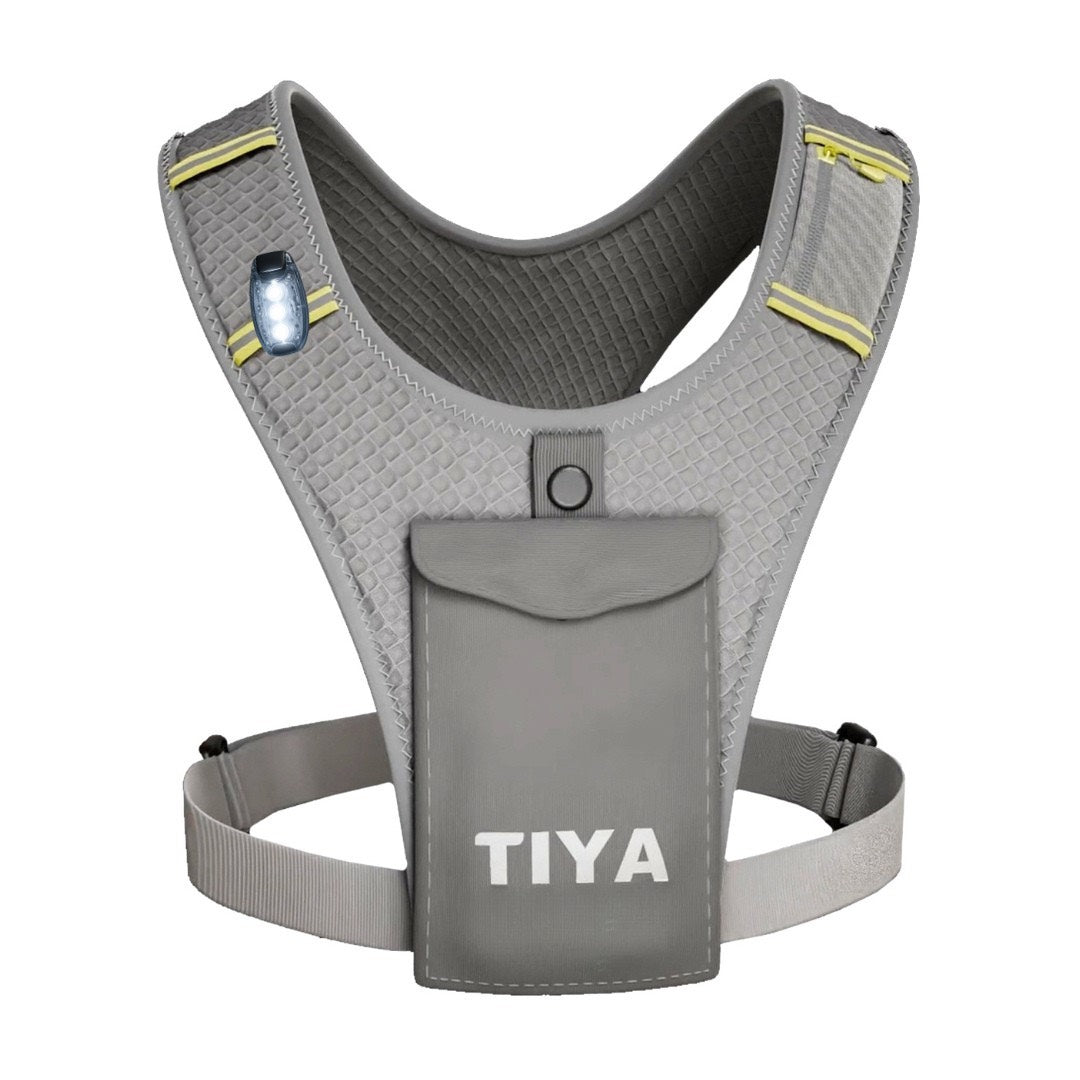 TIYA Running Phone Holder Vest - Grey/Yellow