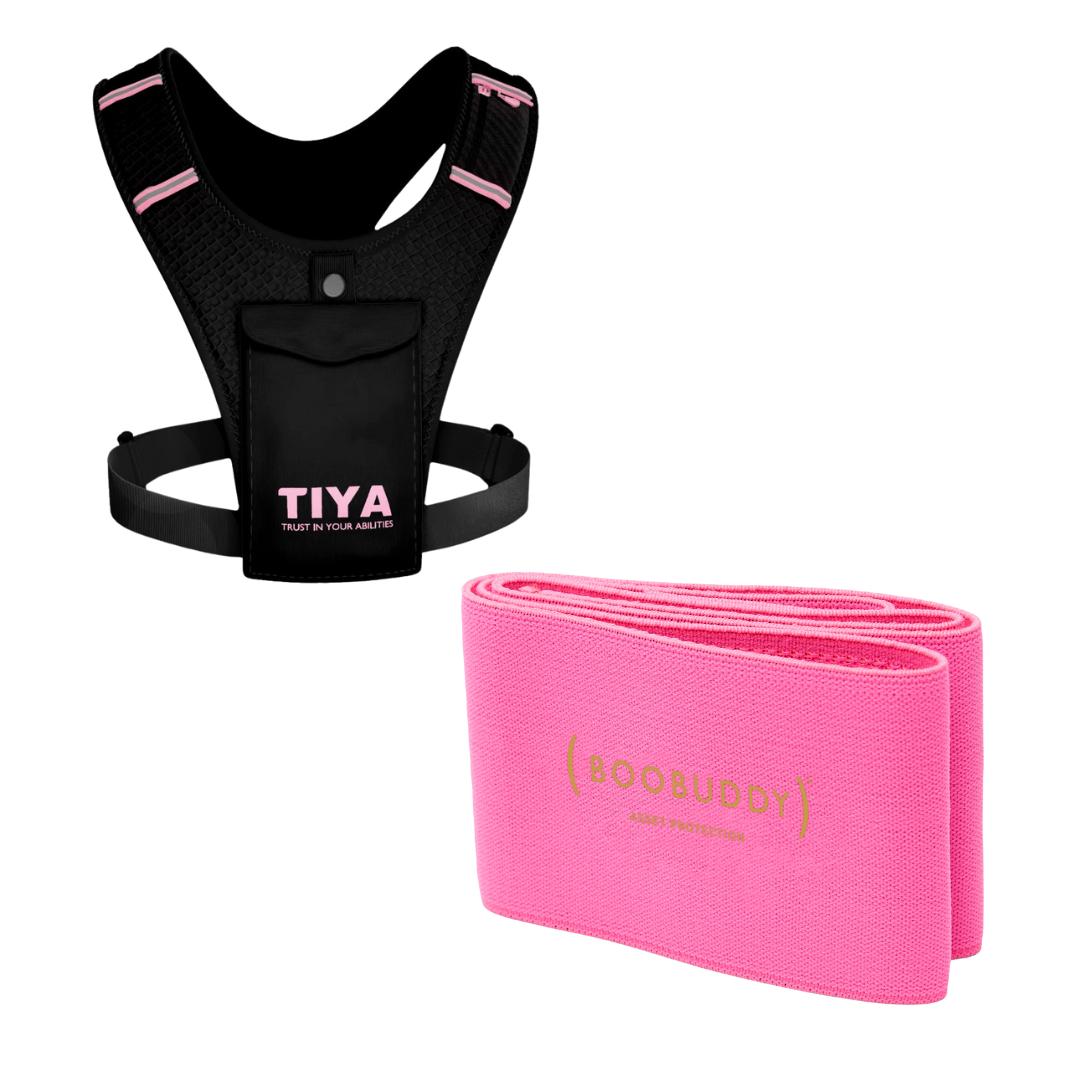 Original Boobuddy™ & TIYA Running Phone Holder Vest - Black/Pink