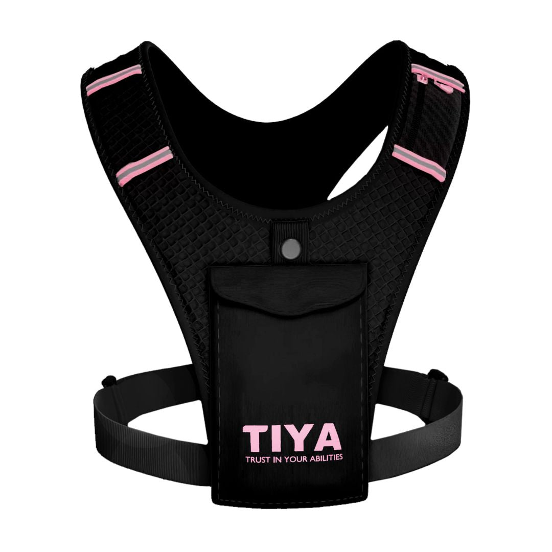 TIYA Running Phone Holder Vest - Black/Pink