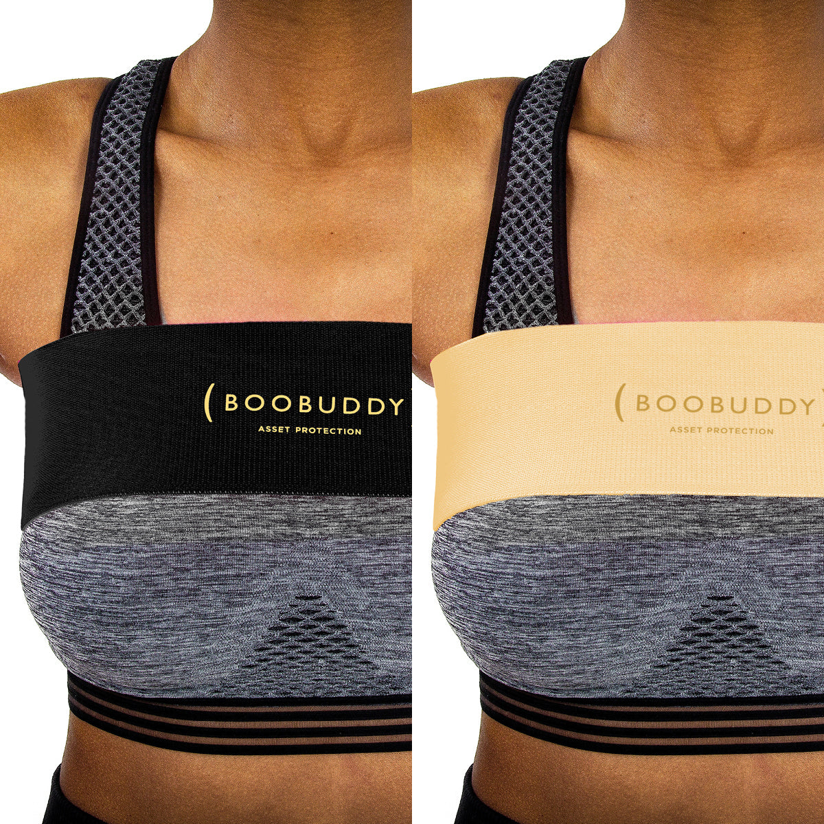 Boobuddy Adjustable Breast Support Band | Beige & Black Bundle | How to Wear a Boobuddy