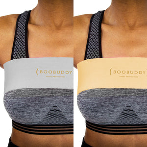 Boobuddy Adjustable Breast Support Band | Beige & Grey Bundle | How to Wear a Boobuddy