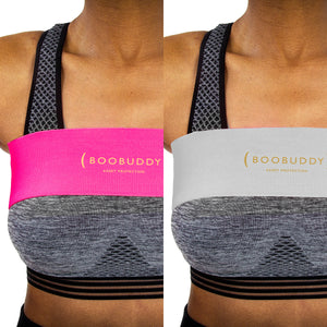 Boobuddy Adjustable Breast Support Band | Grey & Pink Bundle | How to Wear a Boobuddy