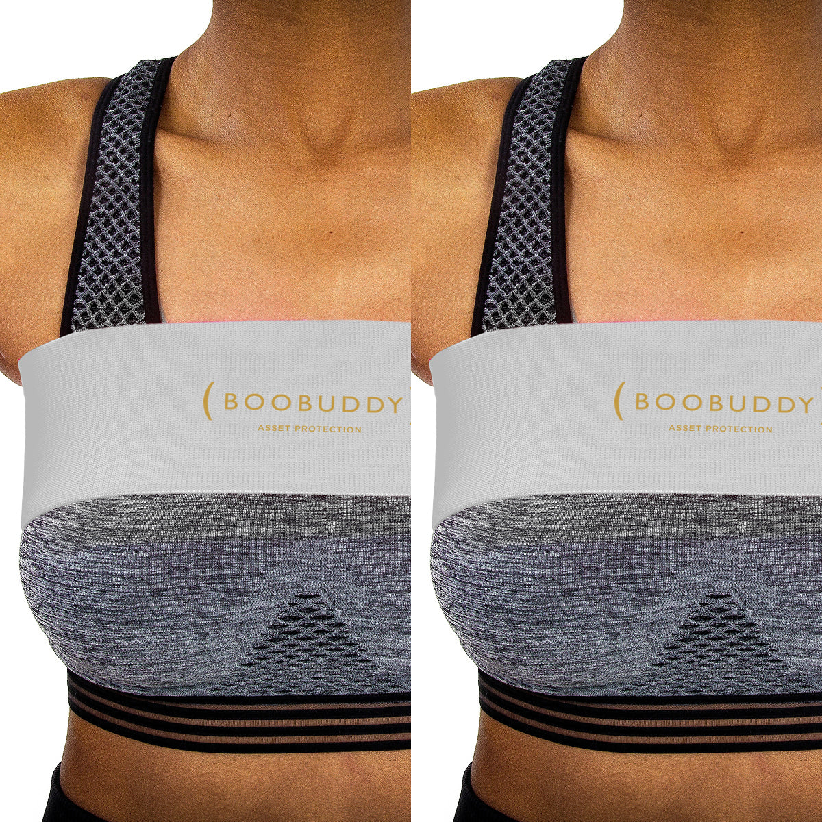 Boobuddy Adjustable Breast Support Band | Grey Twin Pack | How to Wear a Boobuddy