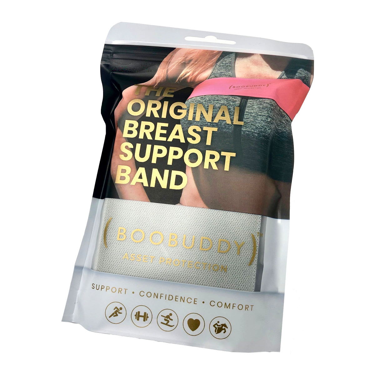 Boobuddy Adjustable Breast Support Band | Grey | Packaging